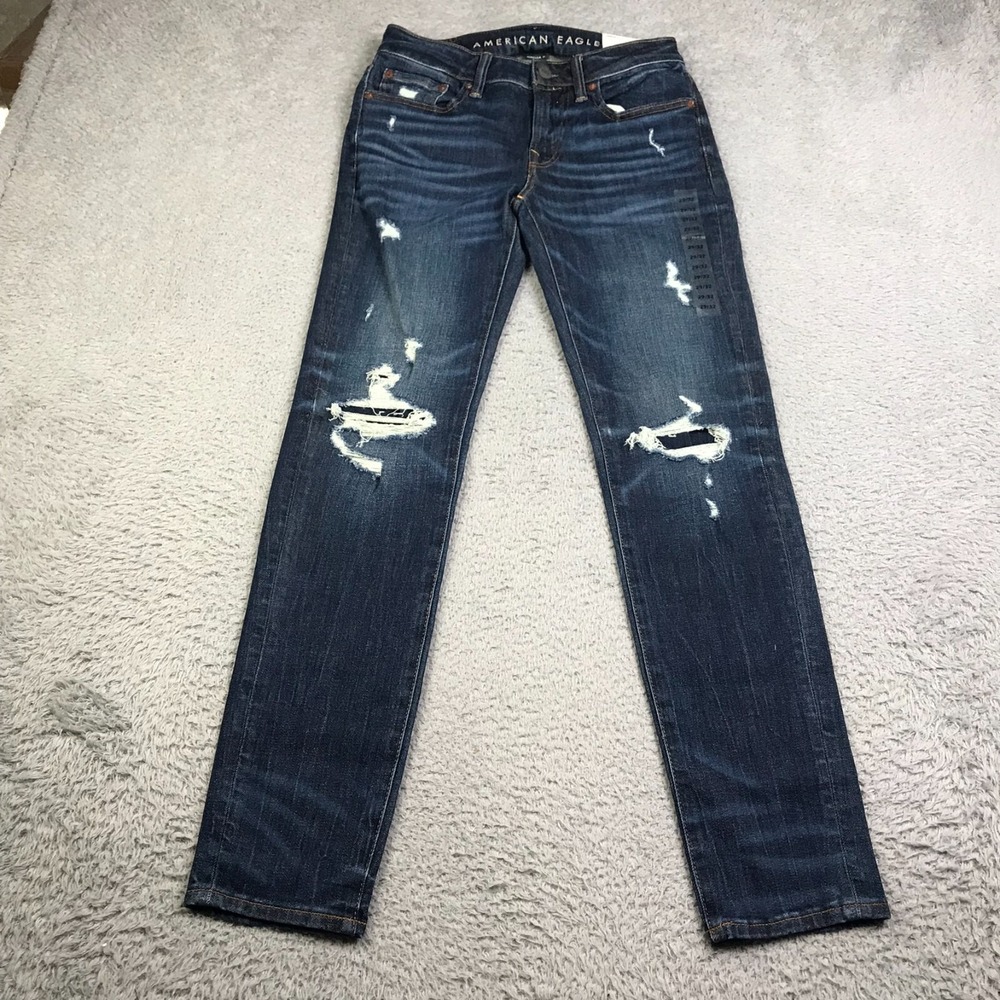 American Eagle Skinny Jeans Mens 29x32 Distresse Dark Wash Stretch Denim NEW NWT